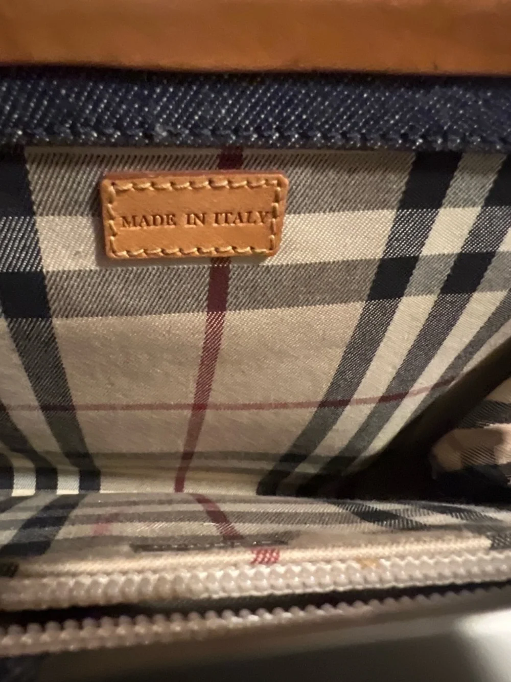 Burberry Navy and Beige Plaid Top-Frame Satchel - Picture 11 of 11